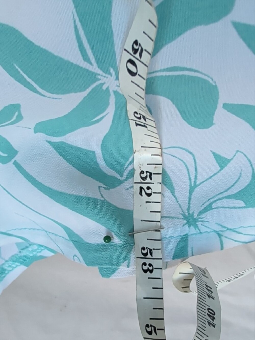 Casual Teal & White Floral Maxi Dress Muumuu Flounce Hem Vacation Resort Wear - Picture 10 of 10